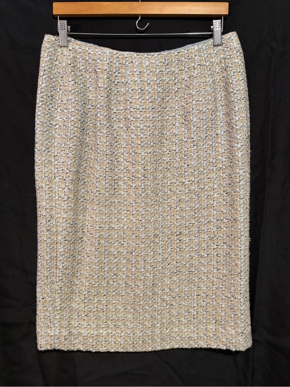 Vintage 90s Silk Skirt Doncaster Size 8 Multicolor Tweed Straight Below Knee
